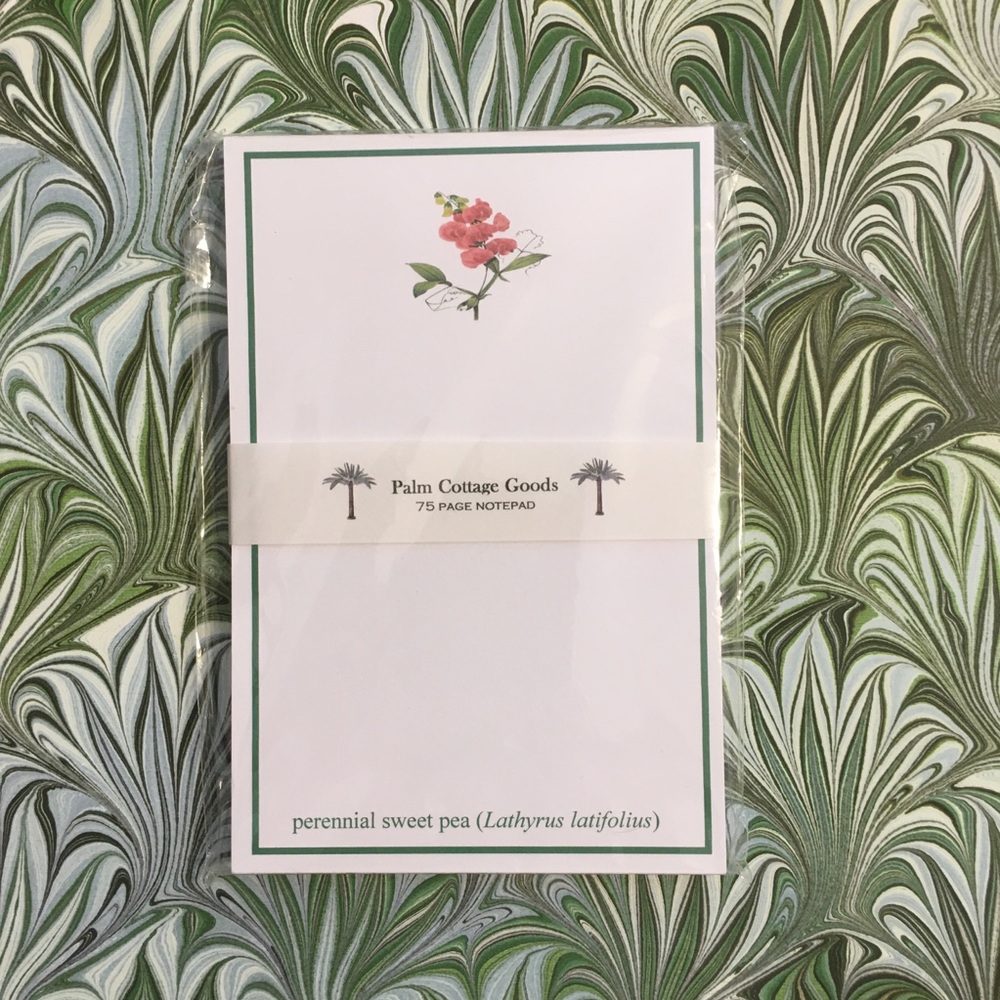 Sweet Pea Notepad by Palm Cottage Goods